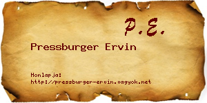 Pressburger Ervin névjegykártya